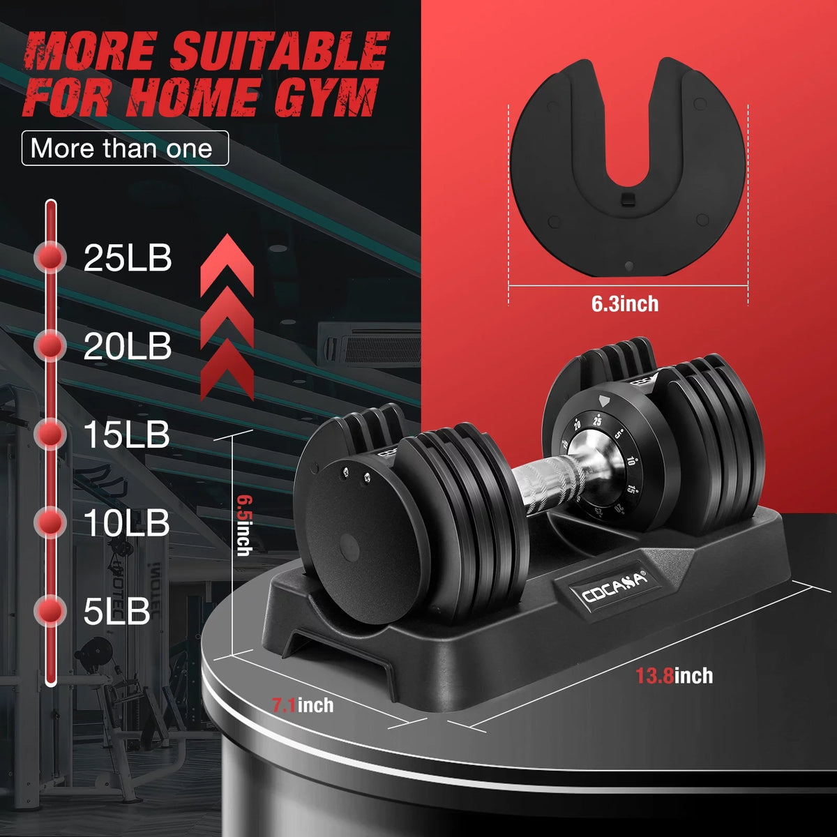 Adjustable Dumbbell Set 25 Lb Black L921