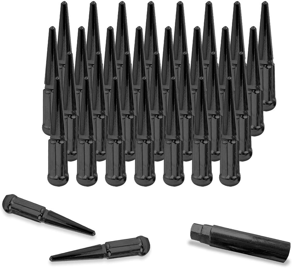 Black M14-2 Spike Wheel Lug Nuts, 32 Pc D771