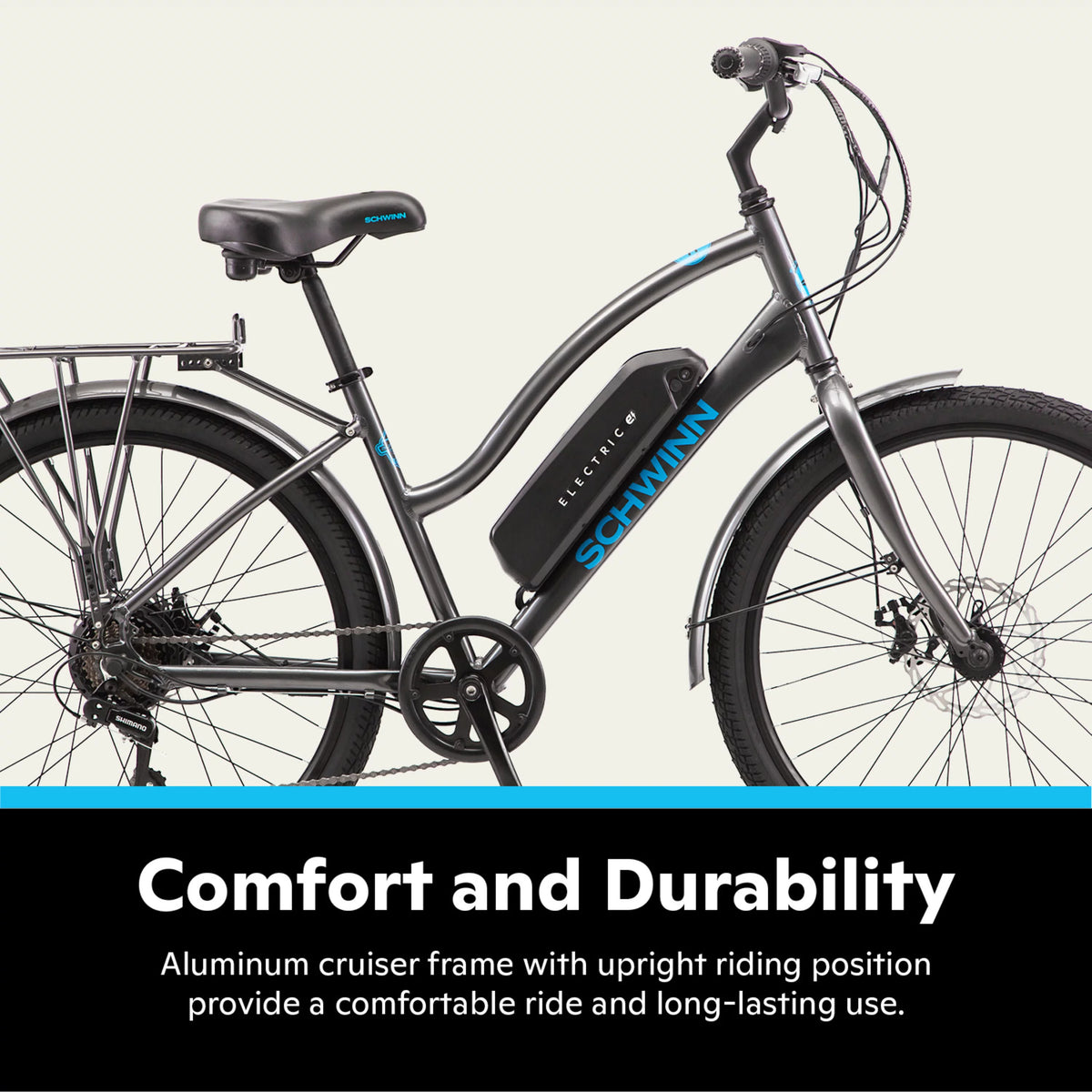 26 Low Step Cruiser Electric Bike 7 Speeds 250w Black U8036