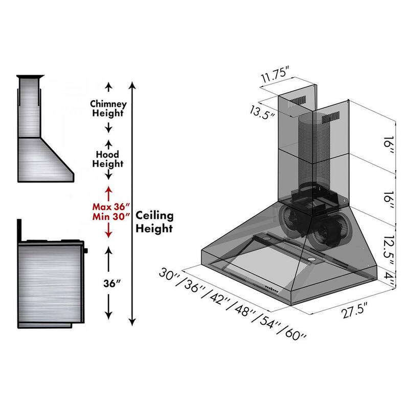 54 in. 700 CFM Stainless Steel Wall Mount Range Hood H87325