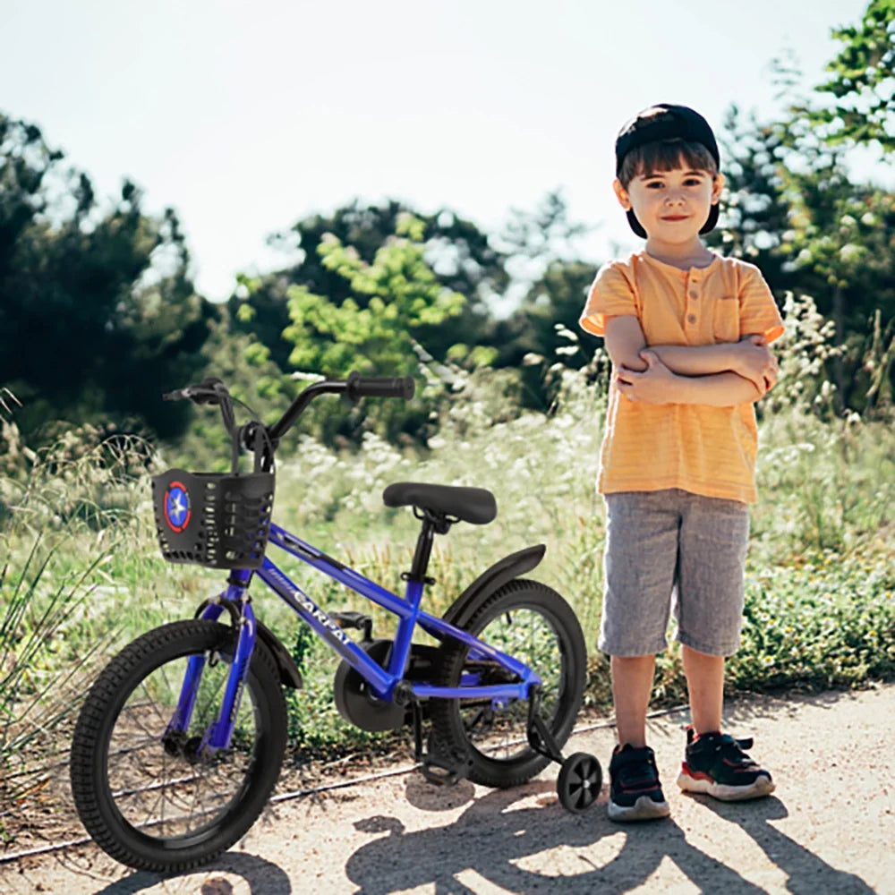 14 Inch Kids Bike with Training Wheels and Basket, White B856033