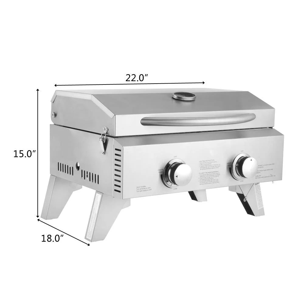 Portable 2 Burner Stainless Steel Propane Grill Q3210
