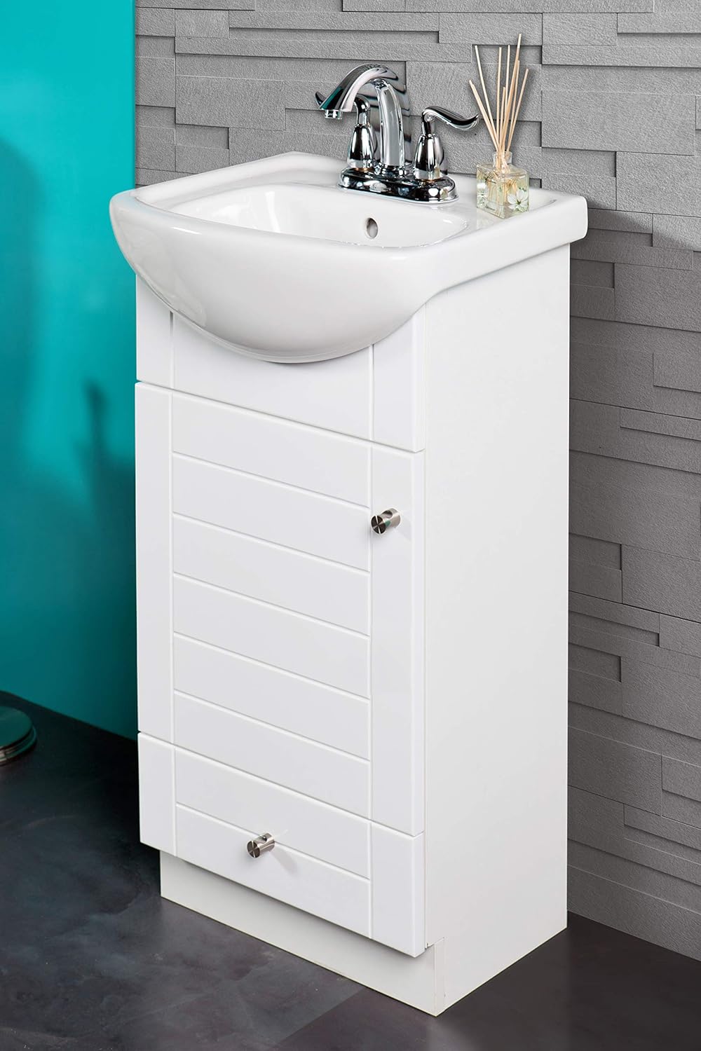 Small White Bathroom Vanity Cabinet and Sink S33916