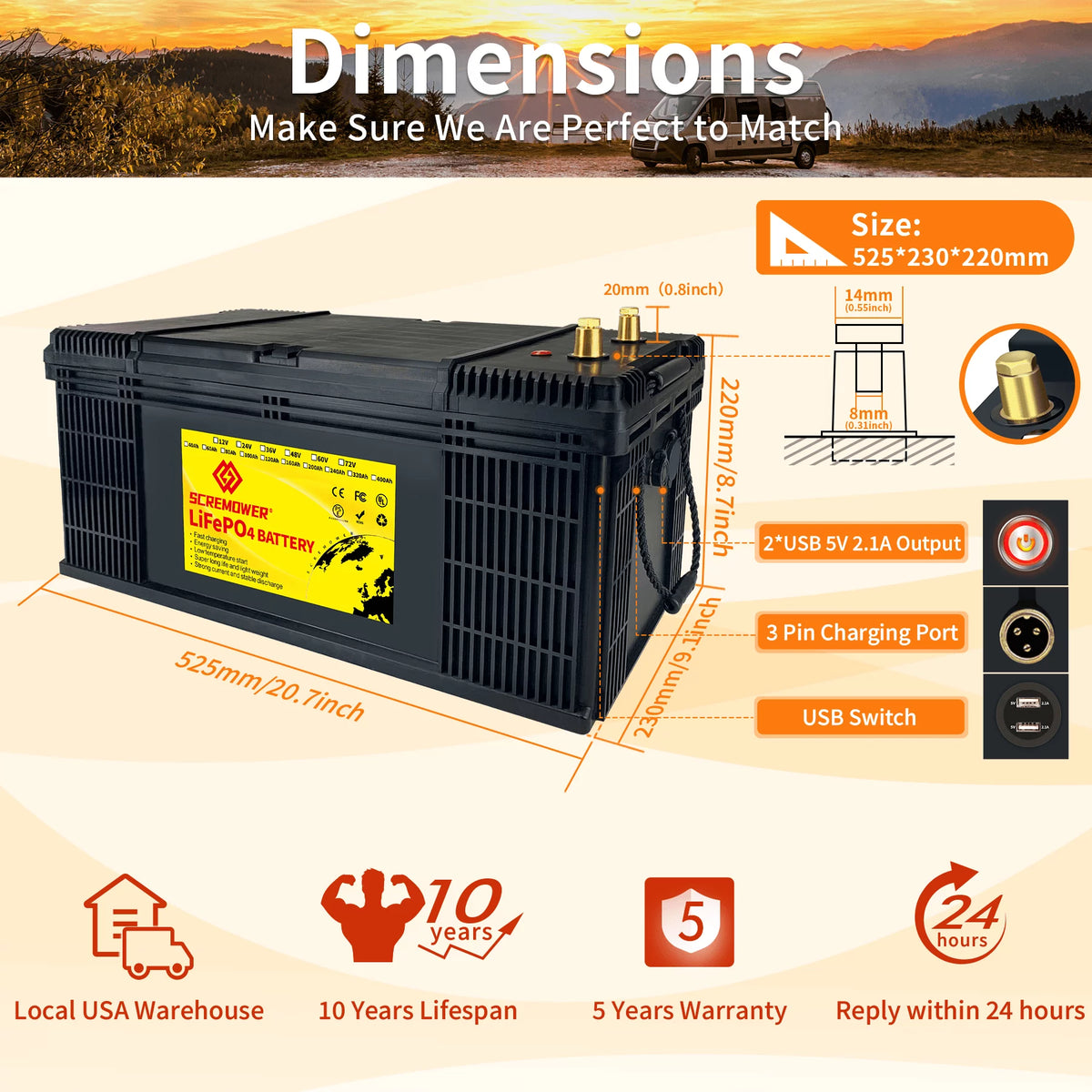 24V 100Ah LiFePO4 Battery with 100A BMS T2219