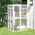 White Wooden Cat Enclosure with 3 Platforms L658115