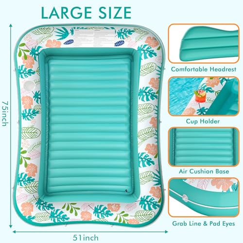 Inflatable Tanning Pool Lounger Float with Pillow & Cup Holder R270140