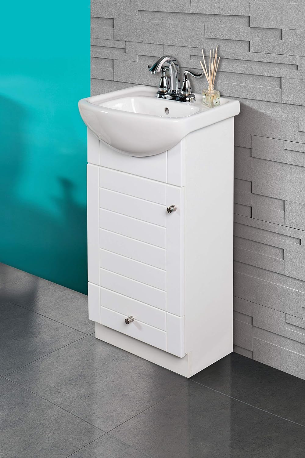 Small White Bathroom Vanity Cabinet and Sink S33916