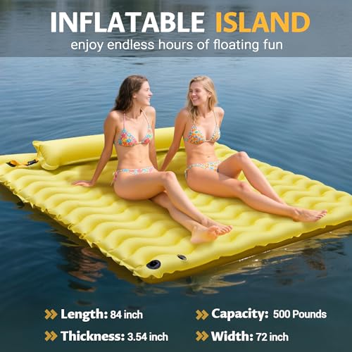Inflatable Floating Mat with Non-Slip Wave Pattern and Dual Headrest H296