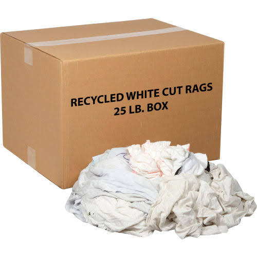 Recycled White Cut Rags, 25 lb. Box K927412