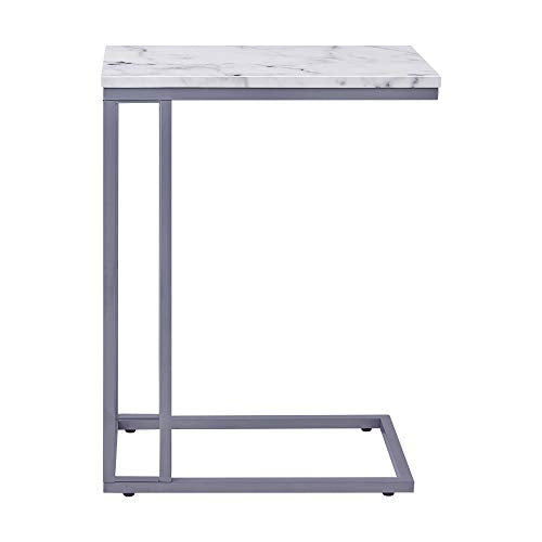 C-Shape Faux Marble Side Table with Metal Frame E64906