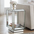 Mirrored Rectangular Accent Side End Table with Open Shelf G97414