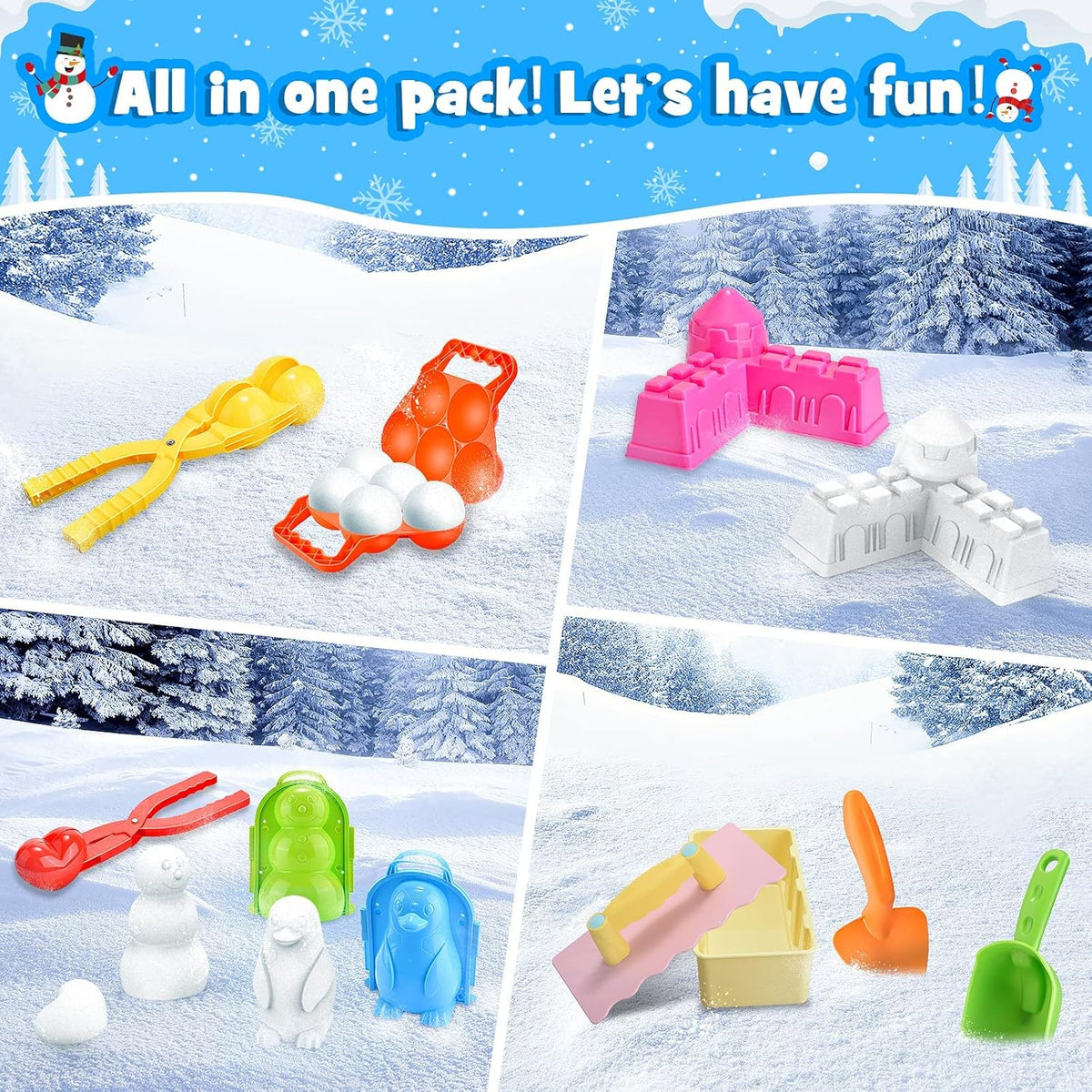 20 PCS Snowball Maker with Carrying Bag Snow Mold W650527