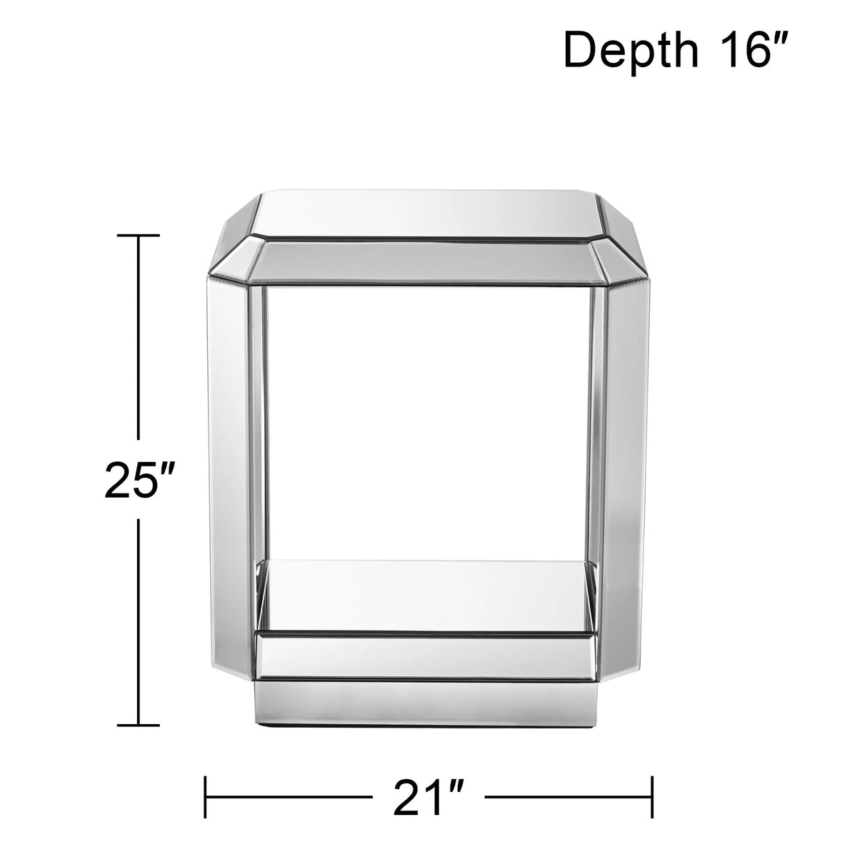 Mirrored Rectangular Accent Side End Table with Open Shelf G97414