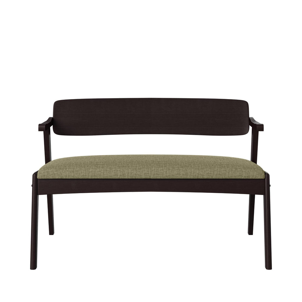 Tan Arm Dining Bench with Espresso Wood Back L662575