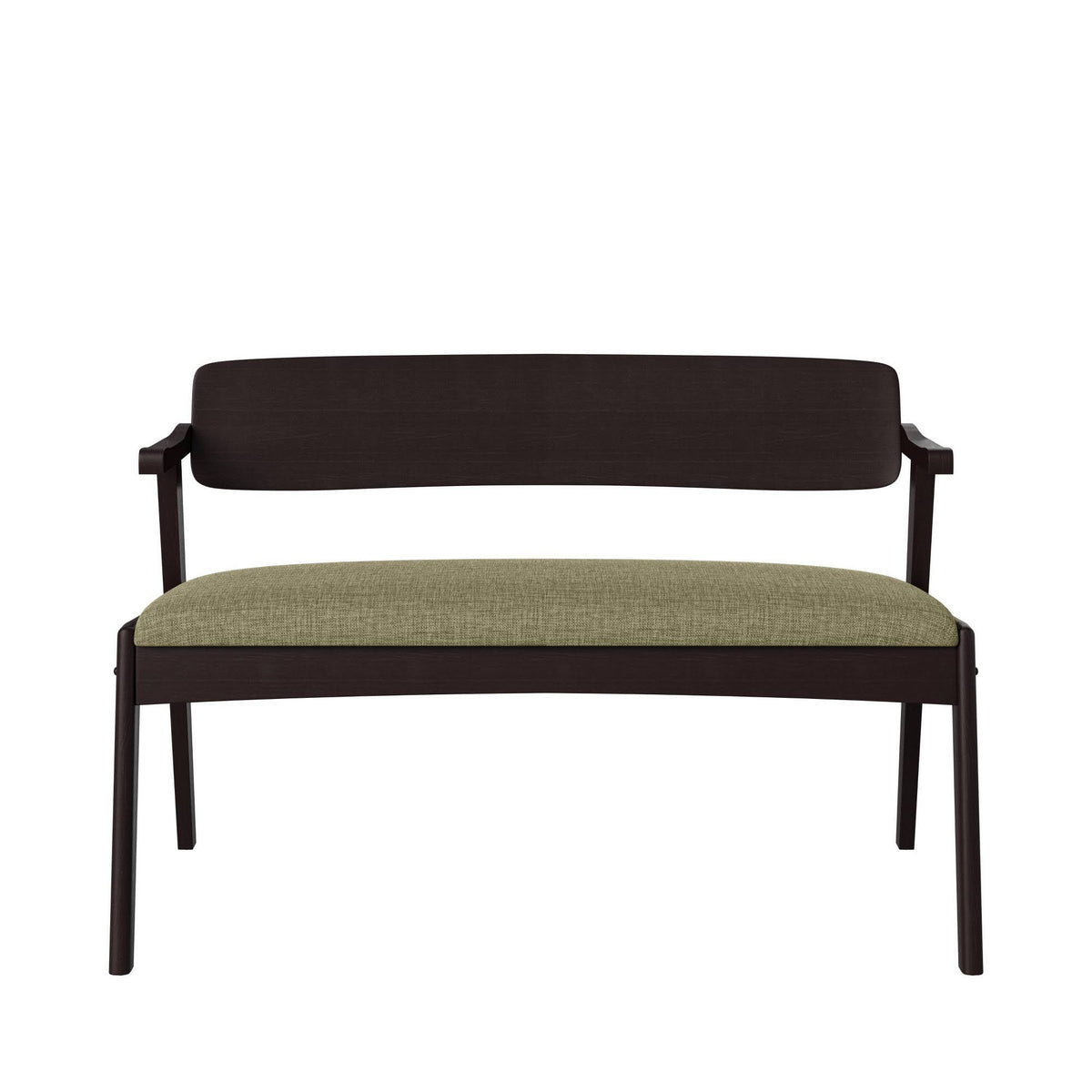 Tan Arm Dining Bench with Espresso Wood Back L662575