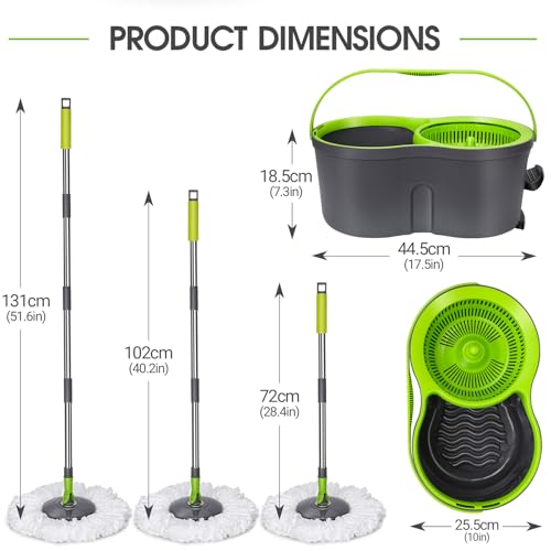 Pedal Spin Mop and Bucket with Wringer Set, 3 Mop Pads S309223