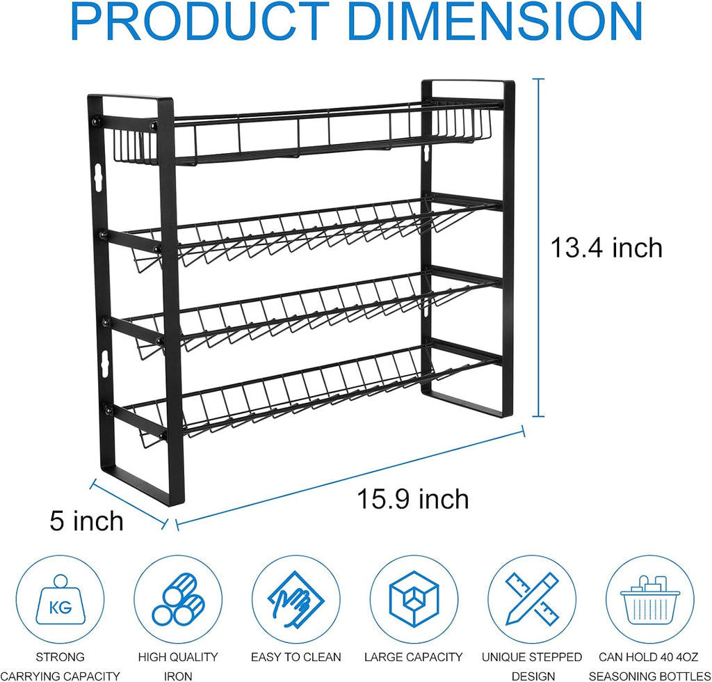 4 Tier Spice Rack with Hooks I59801