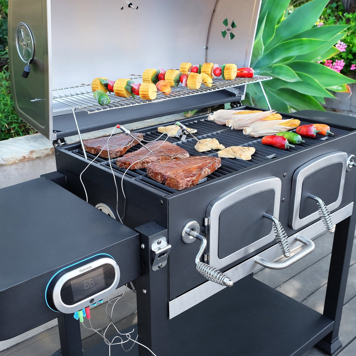 32-inch Smart Charcoal Grill with Meat Thermometer V247036