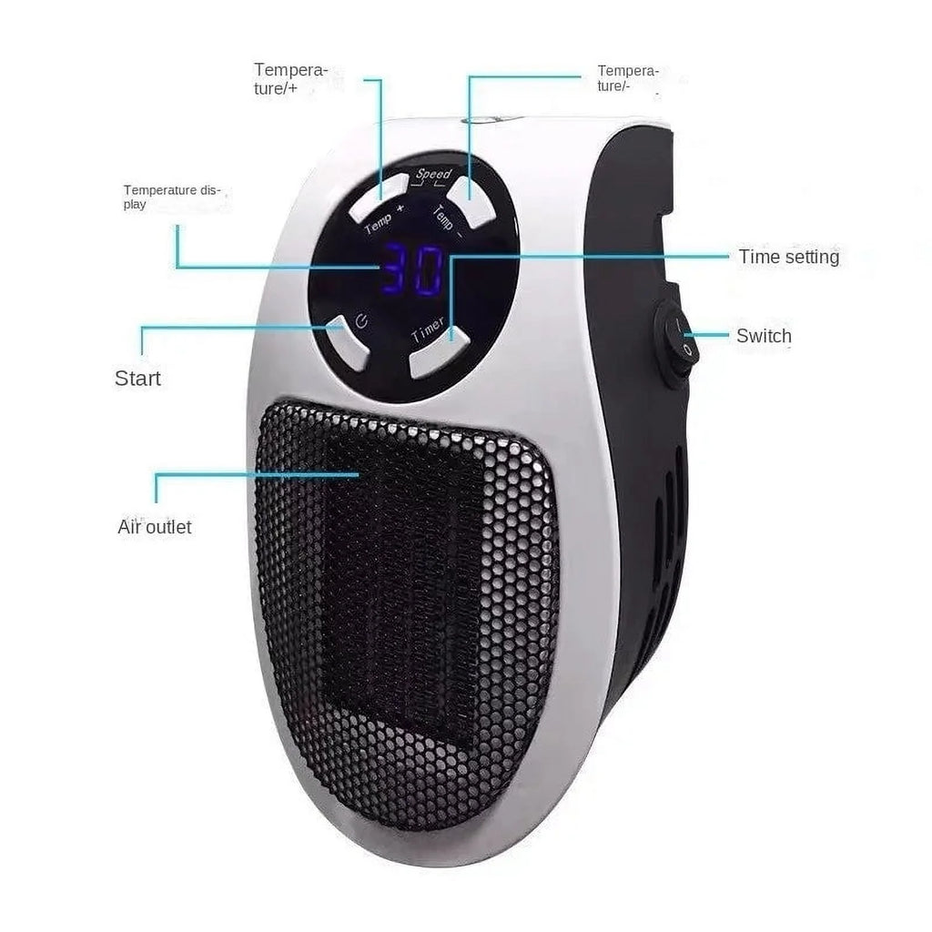 500W Mini Plug-in Wall Heater with Digital Timer H483854