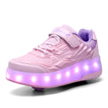 Child Teen Roller Skates Double Wheel Shoes Light Up LED shoe 12.5 size P339