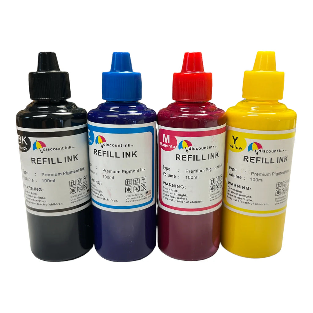 Pigment Refill Ink Bottles Compatible with HP 60 61 62 63 64 65 67 Ink Cartridges - 4 Color L83346