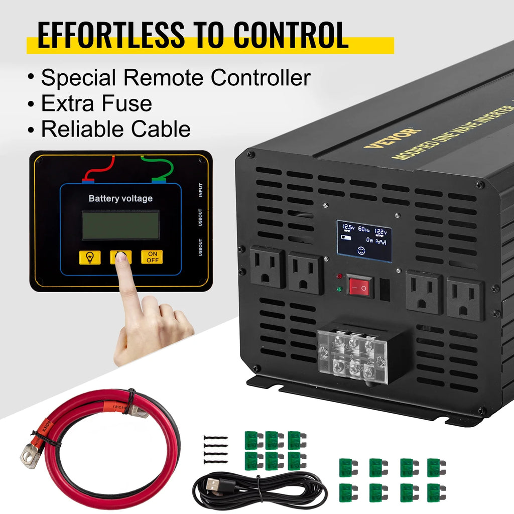 6000W Modified Sine Wave Power Inverter DC 12V to AC 120V with LCD Display L300368