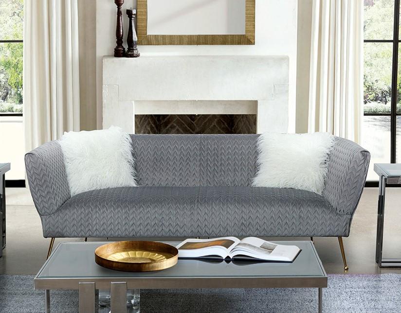 Grey Fabric Tufted Sofa & Loveseat Set 2 Pcs V813402