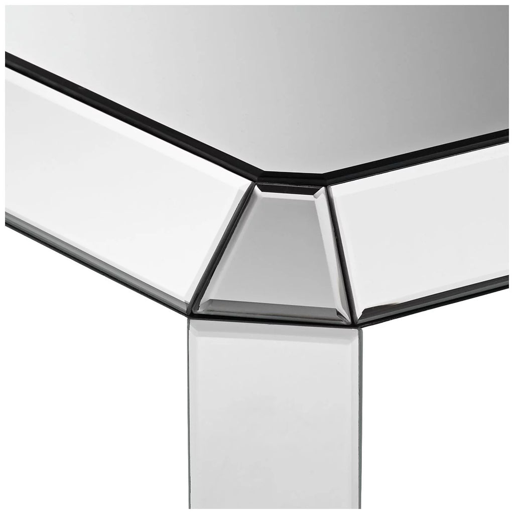 Mirrored Rectangular Accent Side End Table with Open Shelf G97414