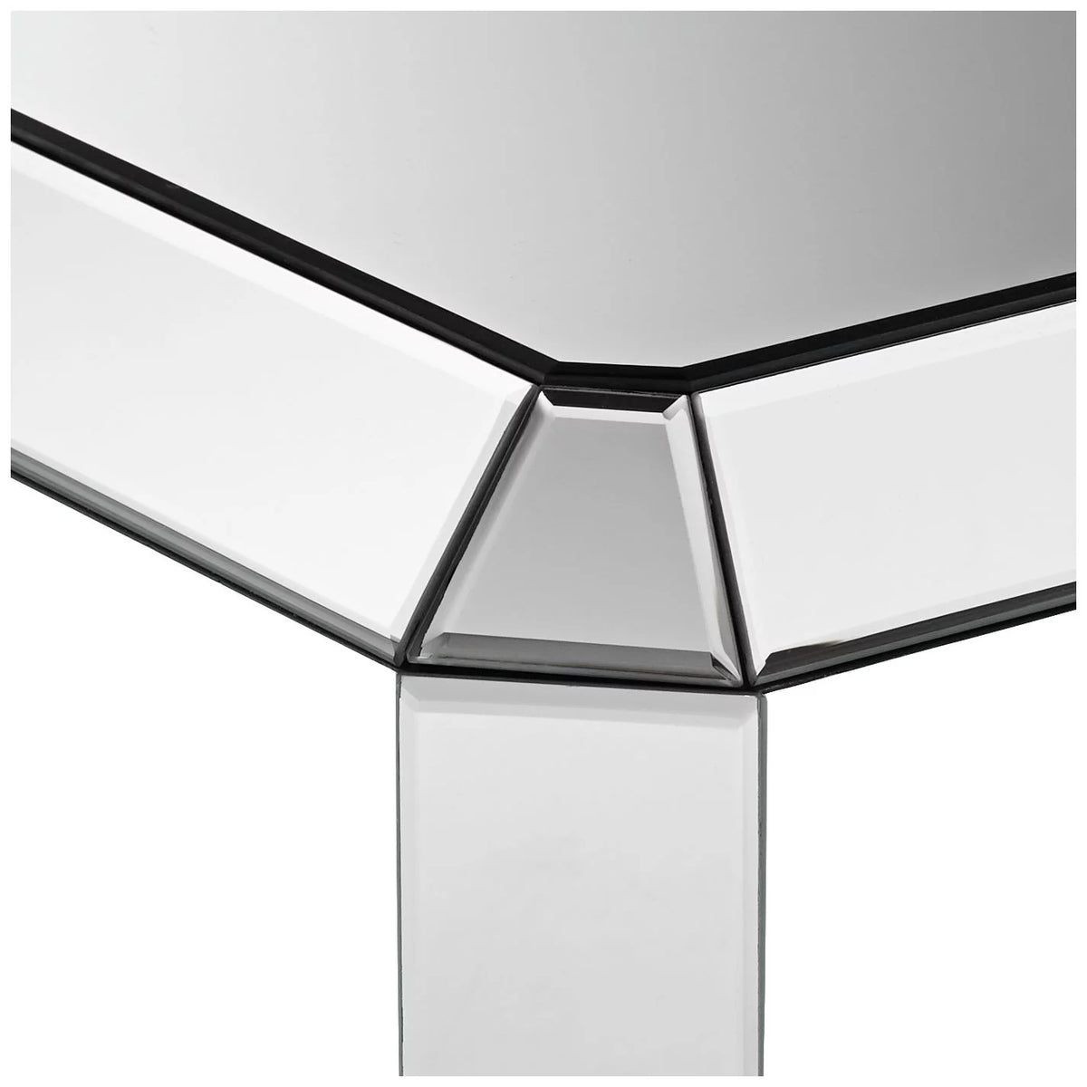 Mirrored Rectangular Accent Side End Table with Open Shelf G97414