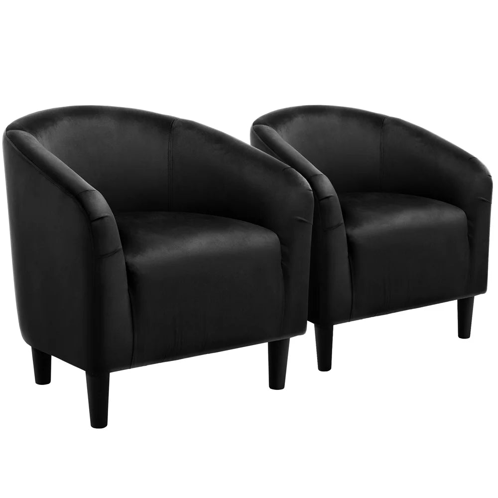 Ivory Velvet Tub Chair Set of 2 R8697