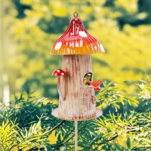 Metal Mushroom Birdhouse Stake V700166