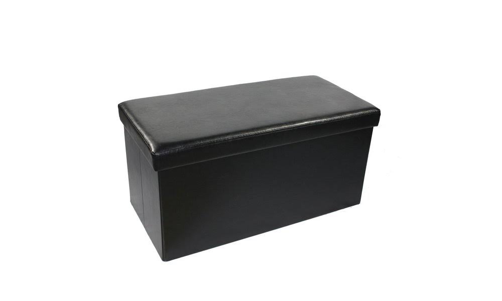 Black Collapsible Rectangular Storage Ottoman N948