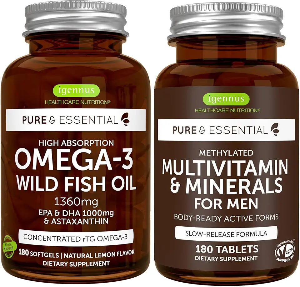 Omega-3 Fish Oil + Men's Multivitamin Bundle, 180 Softgels + 180 Tablets H1927