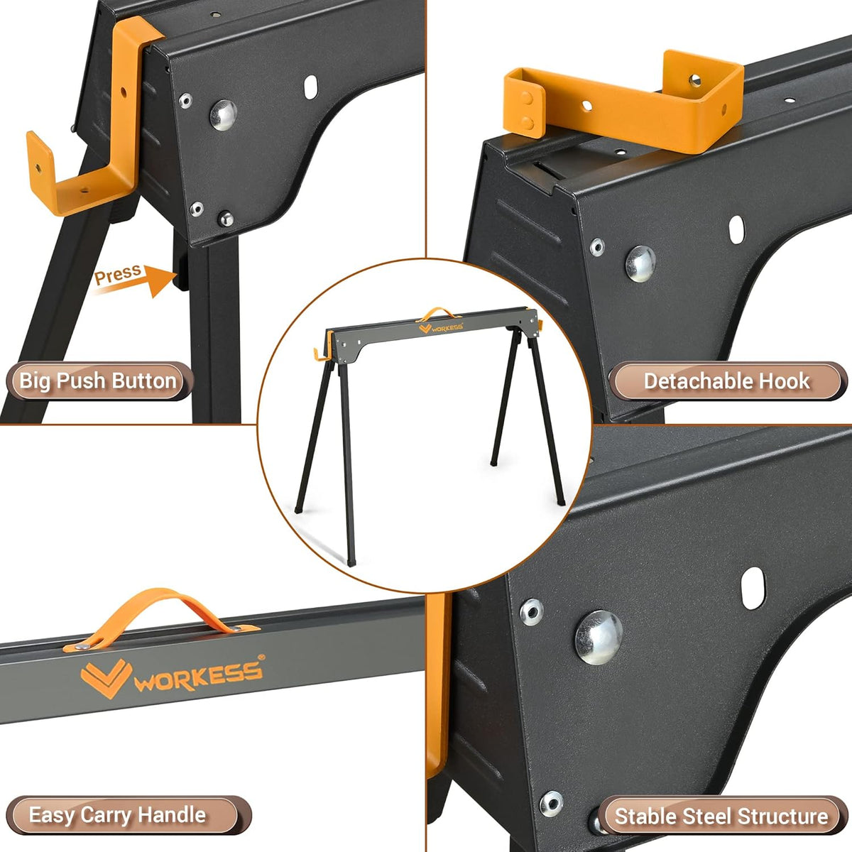 Sawhorse 2 Pack Portable Folding Heavy Duty 1100 LBS Weight Capacity G5542
