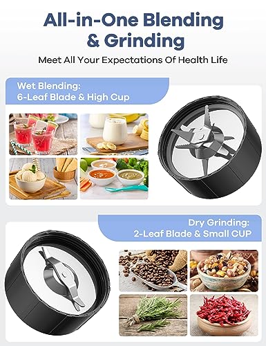 900W 15-Piece Personal Blender and Grinder Combo with 4 BPA-Free Portable Cup O988