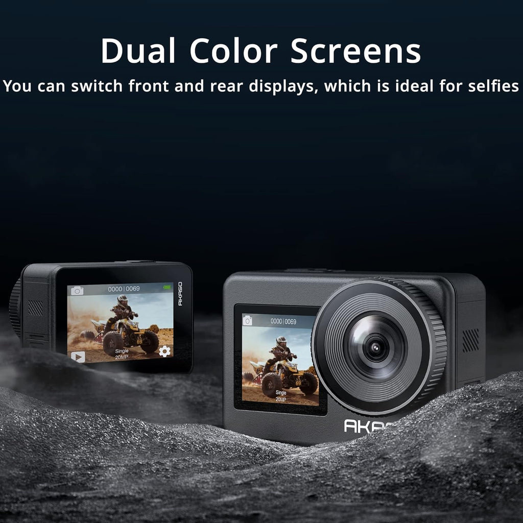 4K30FPS 20MP WiFi Action Camera with Touch Screen IPX8 33FT Waterproof EIS 2.0 Zoom External Mic Voice Control 2X 1350mAh Batteries V833