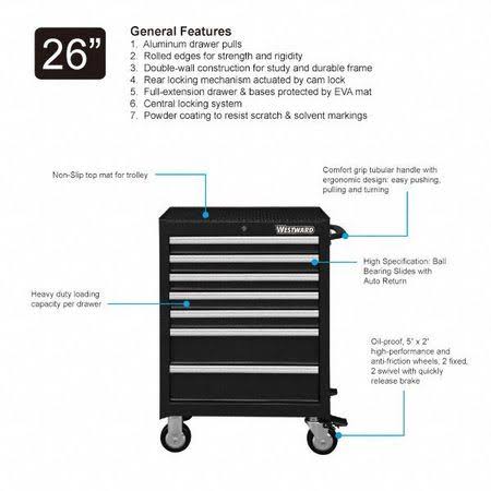 Black 7 Drawer Rolling Cabinet C75723