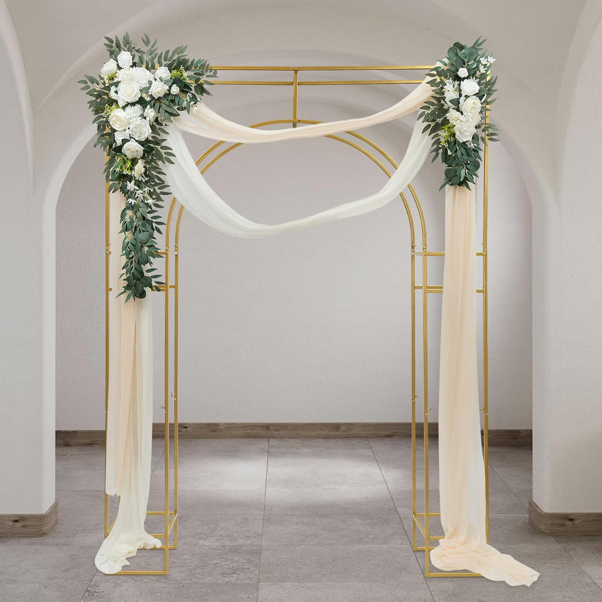 Gold Metal Arch Backdrop Stand, 7.87x5.91 FT V32458