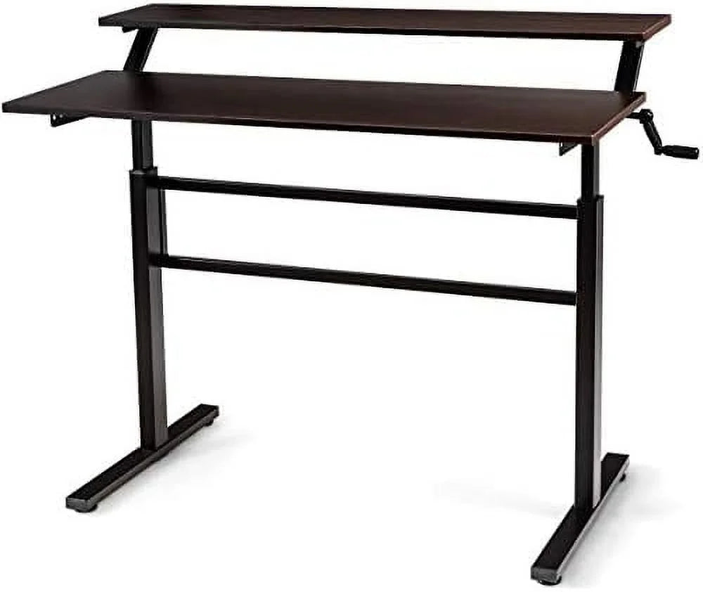 2-Tier Height Adjustable Standing Desk with Monitor Stand (Brown) H486