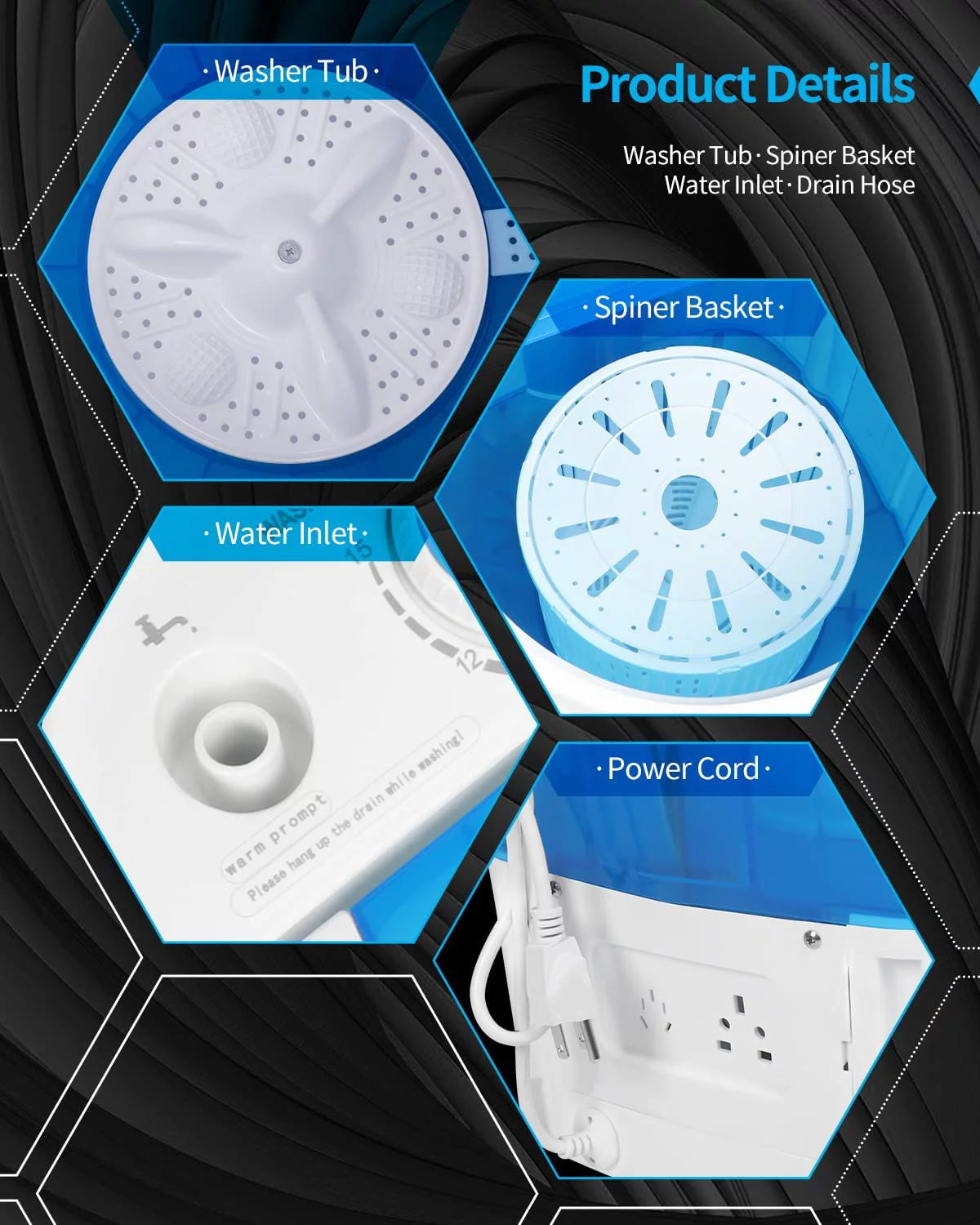 7.7lbs Mini Portable Washing Machine with Spiner Basket H75693