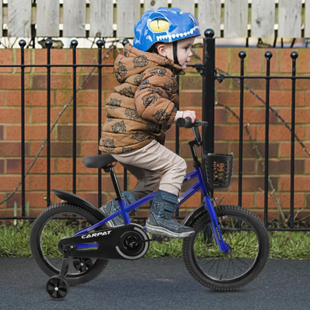 14 Inch Kids Bike with Training Wheels and Basket, White B856033