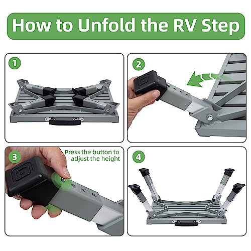 Portable Foldable Anti-Slip Aluminum RV Steps with Handles A7207