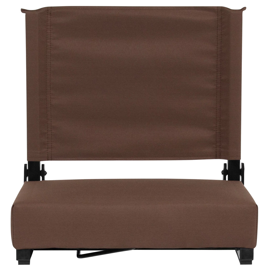 Set of 2 500 lb. Rated Lightweight Stadium Chair with Ultra-Padded Seat, Brown H550722