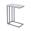 C-Shape Faux Marble Side Table with Metal Frame E64906
