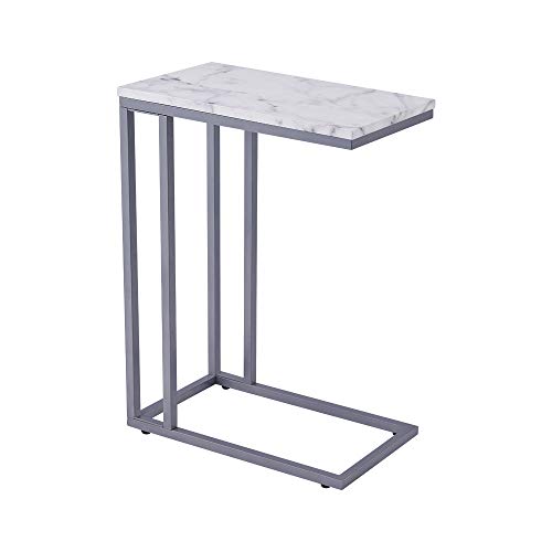 C-Shape Faux Marble Side Table with Metal Frame E64906