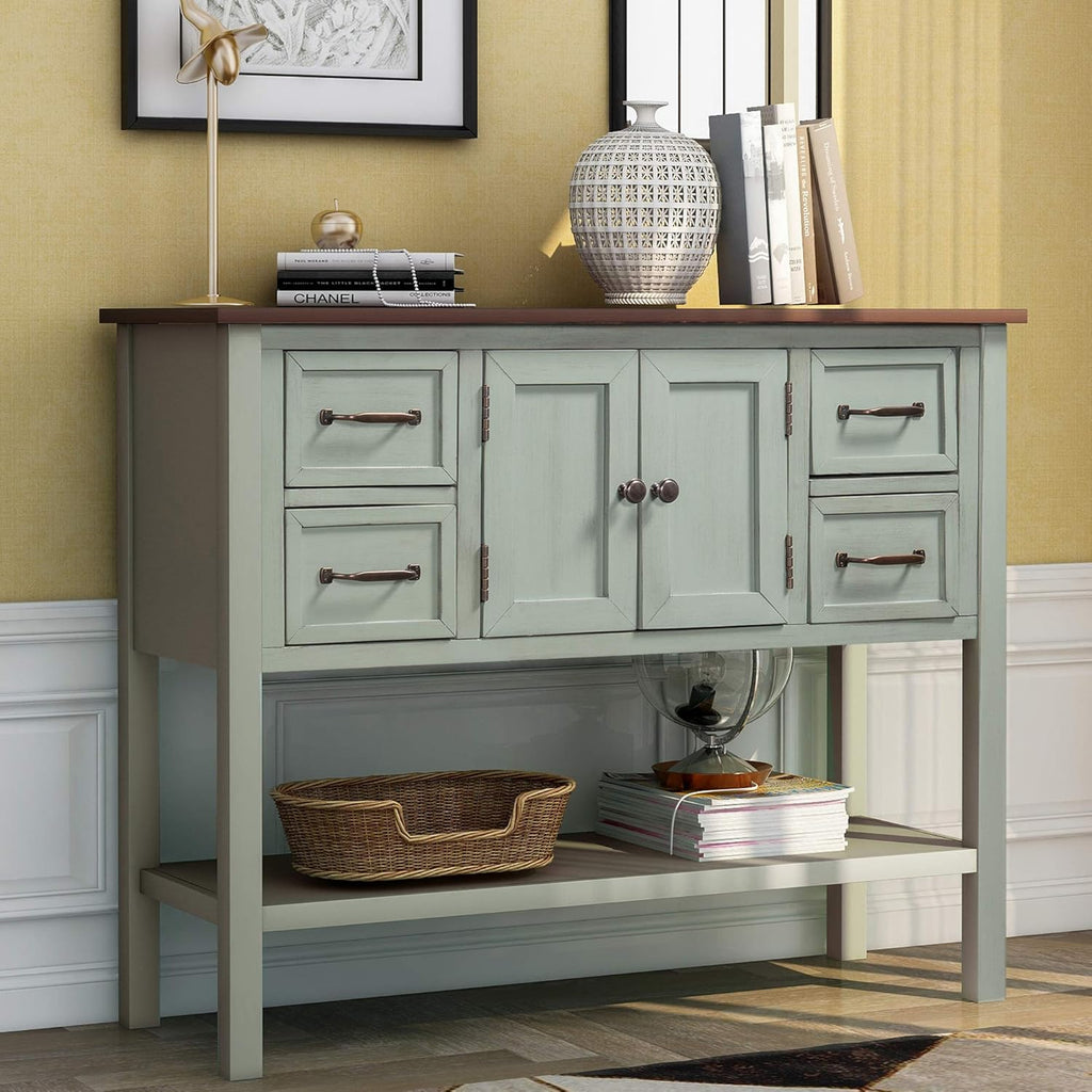 Wood Console Table with Drawer and Bottom Shelf U358396