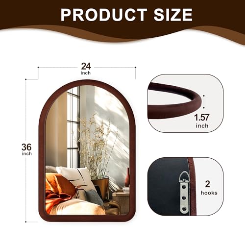 Cream White Arched Full Length Flannel Mirror R378