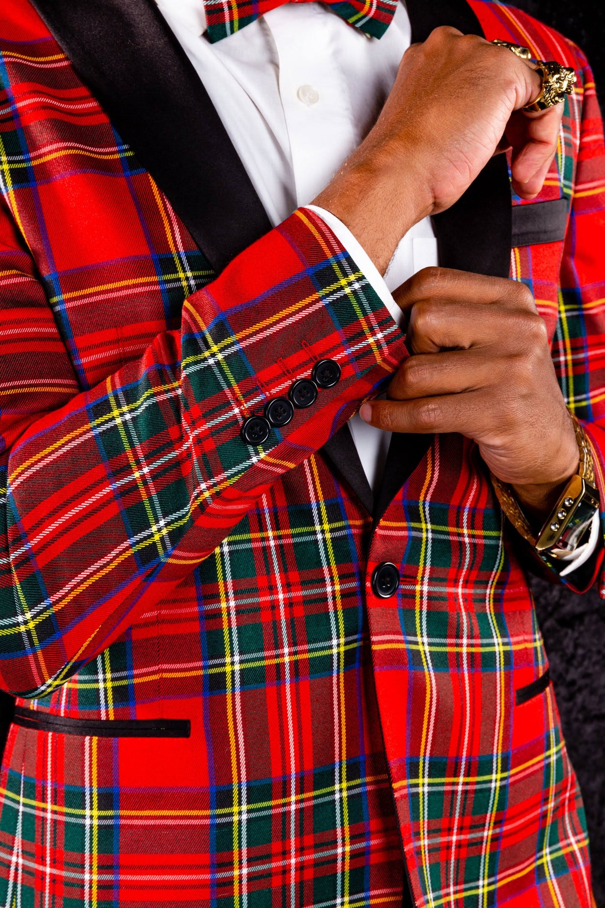 Tartan Plaid Tuxedo Size 40 Black/Red B32936