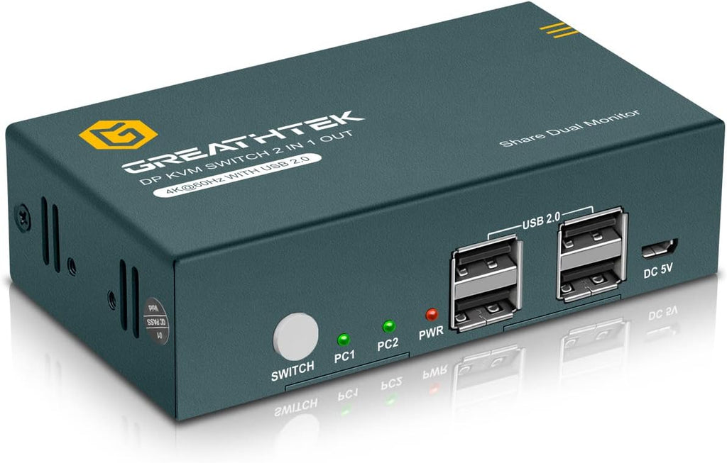 4K@60Hz Dual Monitor KVM Switch with USB 2.0 Ports and Cables B668