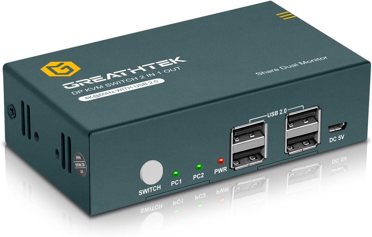 4K@60Hz Dual Monitor KVM Switch with USB 2.0 Ports and Cables B668